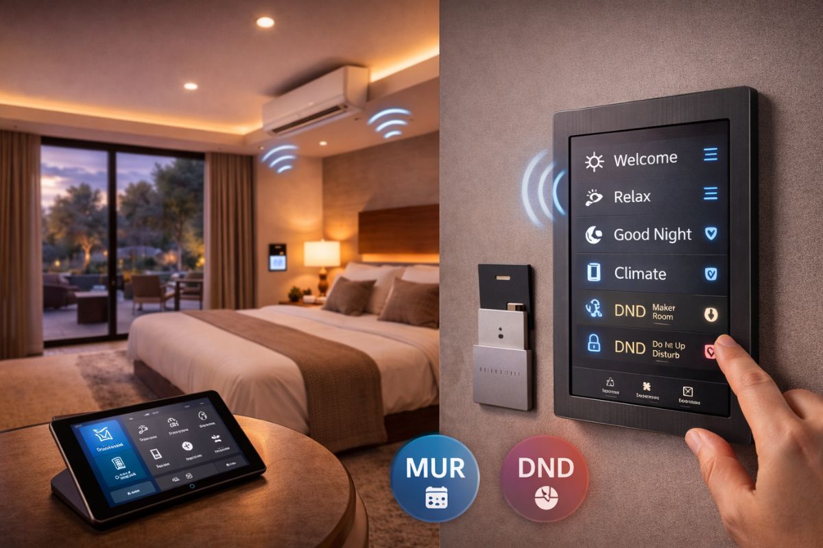 Guest room control panels and automation